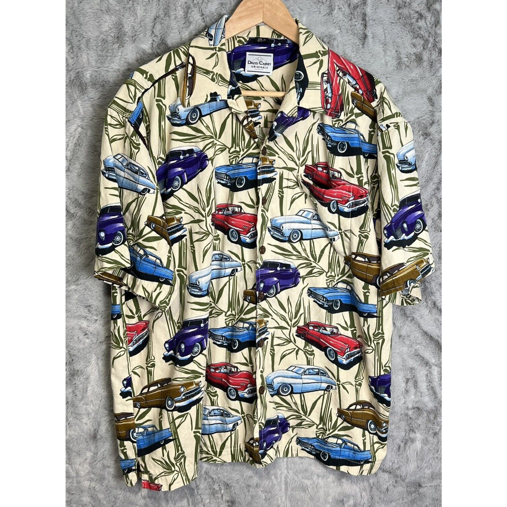 David Carey Originals Classic Cars Hawaiian Shirt Mens‎ XL Button Up